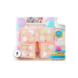 Set cajas rosas para globos BABY