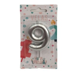 Velas número 9 plata | Ducaval | Envíos 24/48 horas