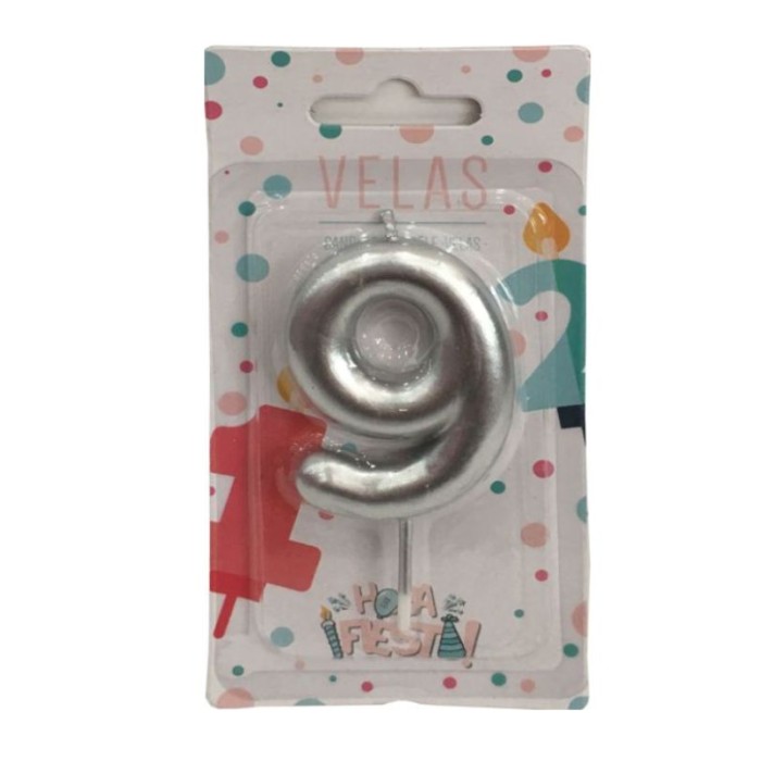 Velas número 9 plata | Ducaval | Envíos 24/48 horas