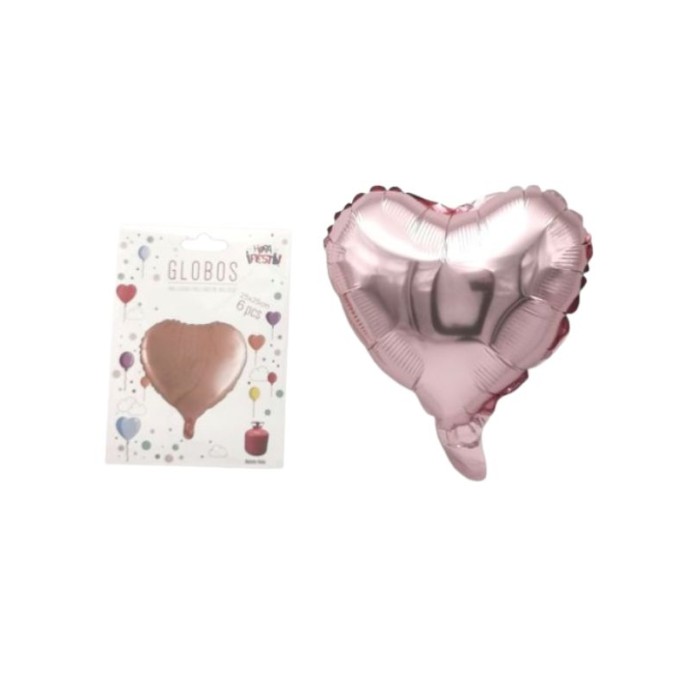 Globos foil corazón rosa 6ud | Ducaval | Envíos 24/48 horas