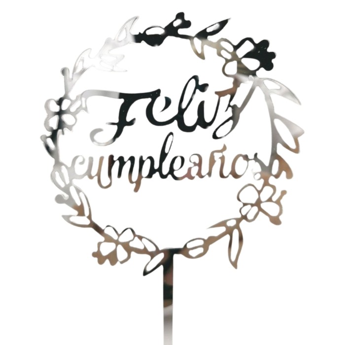 Topper feliz cumpleaños aro plata | Ducaval | Envíos 24/48 horas