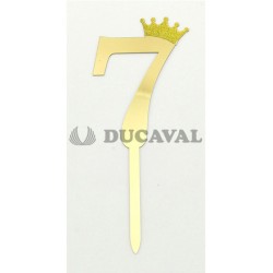 Topper número 7 corona dorada