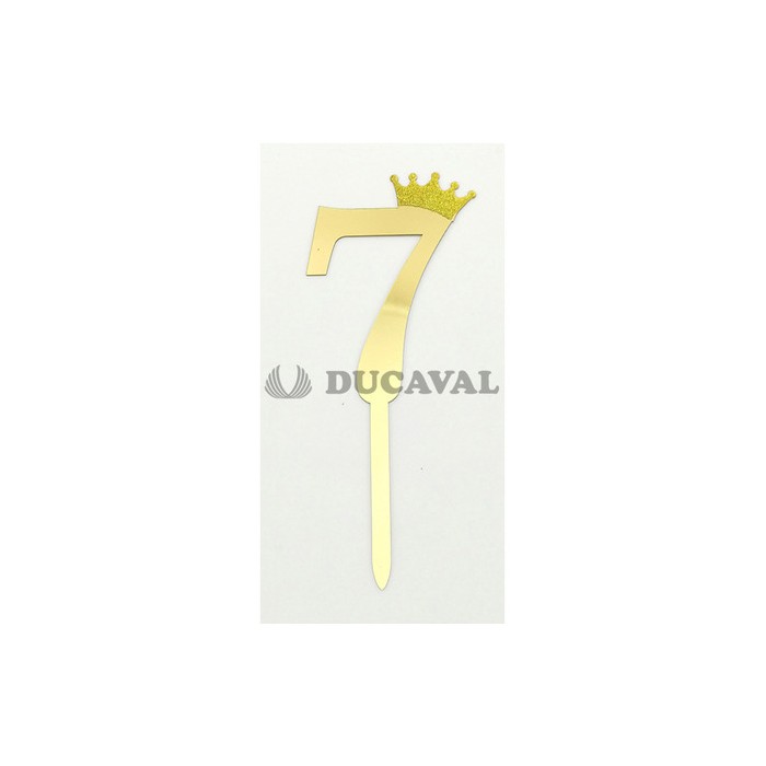 Topper número 7 corona dorada