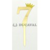 Topper número 7 corona dorada