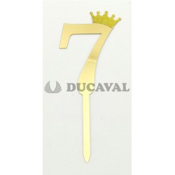 Topper número 7 corona dorada