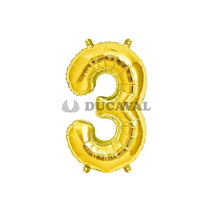 Globo número 3 dorado 45cm