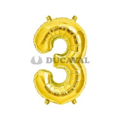 Globo número 3 dorado 45cm