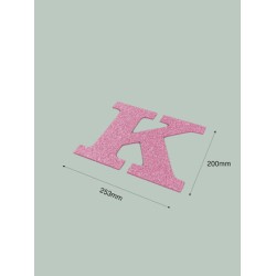 Letra K con purpurina rosa 253 x 200 mm. Ducaval envios 24/48 horas