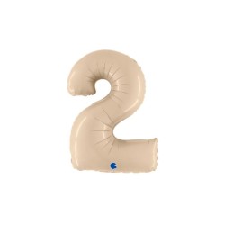 Globo foil número 2 crema 40" | Ducaval | Envíos 24/48 horas