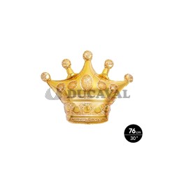 Globo poliamida corona oro metalizado 76cm | Ducaval | Envíos 24/48 h