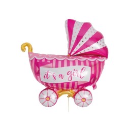 Globo poliamida carrito bebé it's a girl 98cm | Ducaval | Envíos 24/4