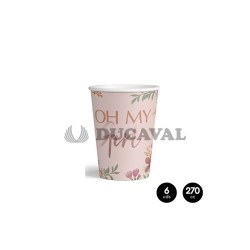 Vasos cartón OH MY BABY rosa 270cc 6 unidades. Ducaval envios 24/48 h