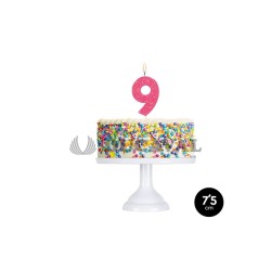 Vela número 9 flúor + glitter colores surtidos