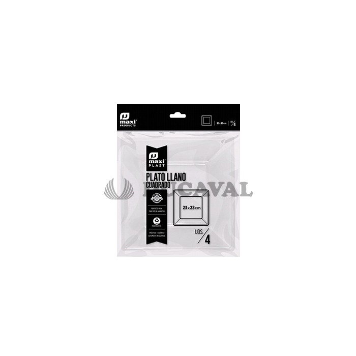 Plato cuadrado transparente 23x23cm 4 ud | Ducaval |