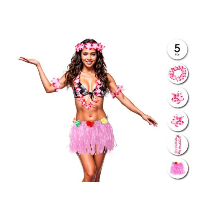 Conjunto Hawaiano rosa con falda 5p | Ducaval | Envíos 24/48 horas