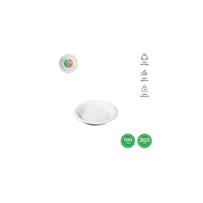 Plato hondo blanco 25,5cm 100und reutilizable. | Ducaval | Envíos 24