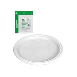 Plato llano blanco 25cm 5und reutilizable