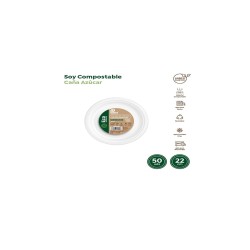 Plato llano redondo 22cm 50und compostable. Ducaval 2448 h envios