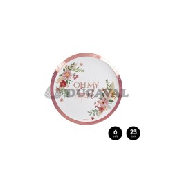 Plato llano cartón OH MY GIRL rosa 23cm 6 unidades.Ducaval envios 24/