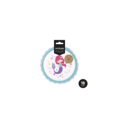 Plato postre carton sirena 17 cm  8ud | Ducaval | Envíos 24/48 horas