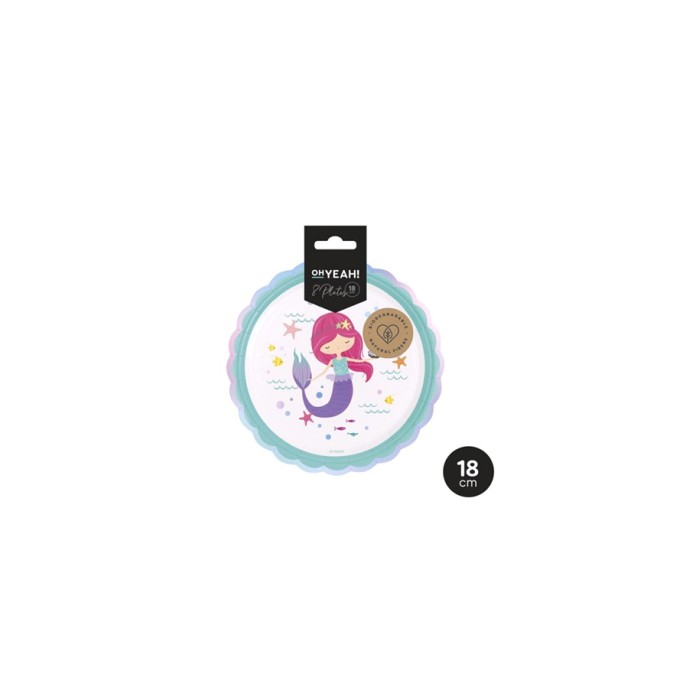 Plato postre carton sirena 17 cm  8ud | Ducaval | Envíos 24/48 horas