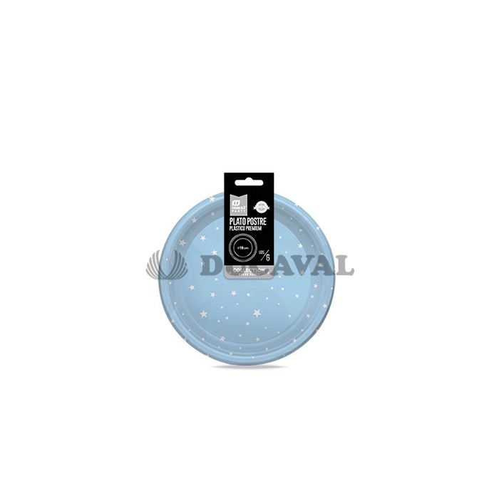 Plato azul bebé stars blancas 18cm 6ud |Ducaval| Envío 24