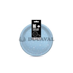 Plato azul bebé stars blancas 23cm 4ud |Ducaval| Envío 24