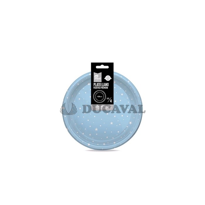 Plato azul bebé stars blancas 23cm 4ud |Ducaval| Envío 24