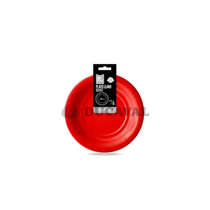 Plato llano redondo rojo 23cm 6ud | | Ducaval | Envíos 24/48h