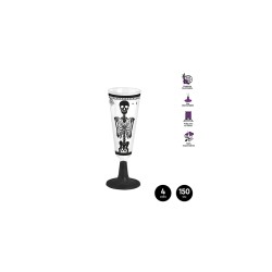 Copa cava calavera pie negro reutilizable 150cc 4ud| Ducaval | Envíos