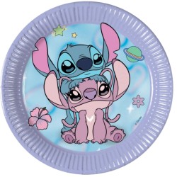Platos cartón Stitch y Angel 20cm 8ud | Ducaval | Envíos 24/48h