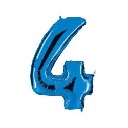 Globo foil número 4 azul  | Ducaval | Envíos 24/48 horas