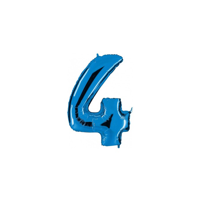 Globo foil número 4 azul  | Ducaval | Envíos 24/48 horas