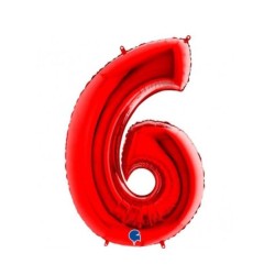 Globo foil número 6 rojo  | Ducaval | Envíos 24/48 horas