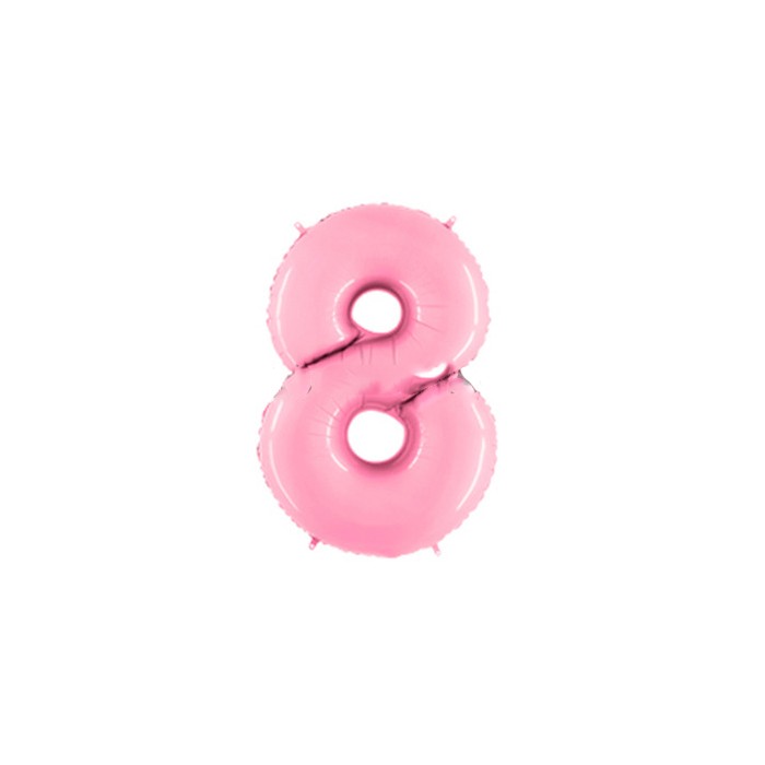 Globo foil número 8 rosa pastel  | Ducaval | Envíos 24/48 horas