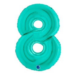 Globo número 8 poliamida color tiffany 40" | Ducaval | Envíos 24/48 h