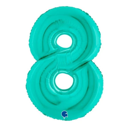 Globo número 8 poliamida color tiffany 40" | Ducaval | Envíos 24/48 h