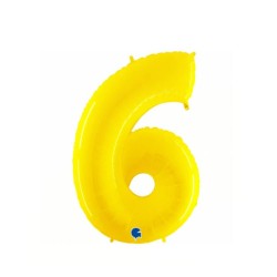 Globo foil número 6 amarillo fluorescente | Ducaval | Envíos 24/48 ho