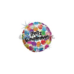 Globo foil 18" redondo feliz cumpleaños globos