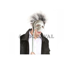 Media máscara calavera blanca con brazo