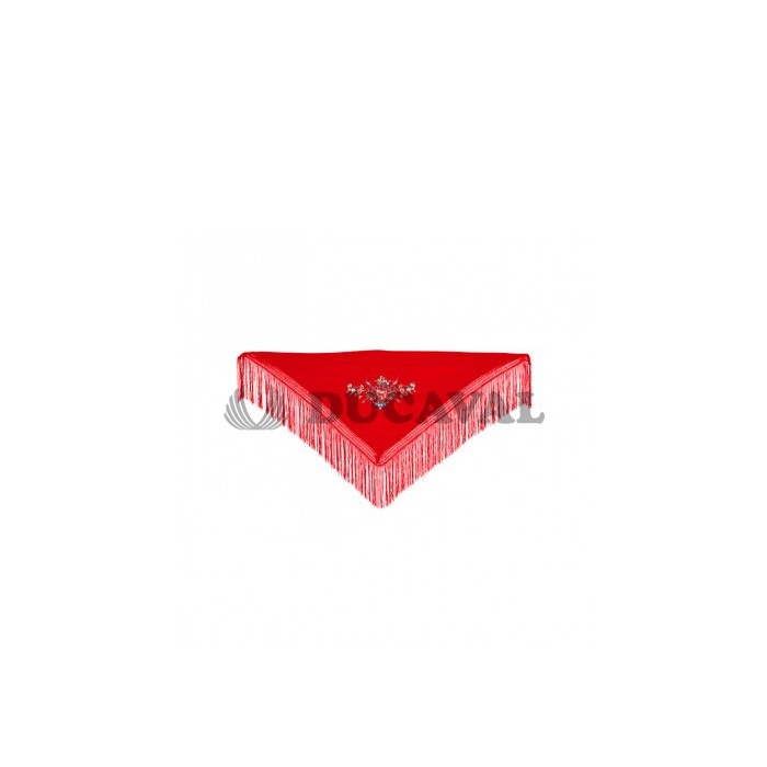 Mantón pequeño bordado rojo