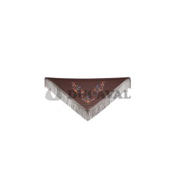 Mantón grande bordado marrón