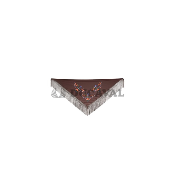 Mantón grande bordado marrón