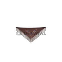 Mantón grande bordado marrón