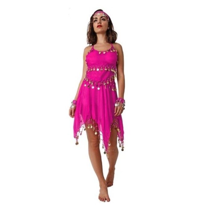 Traje mondedas falda fucsia
