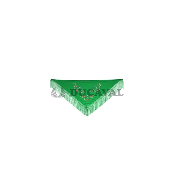 Mantón grande  bordado verde