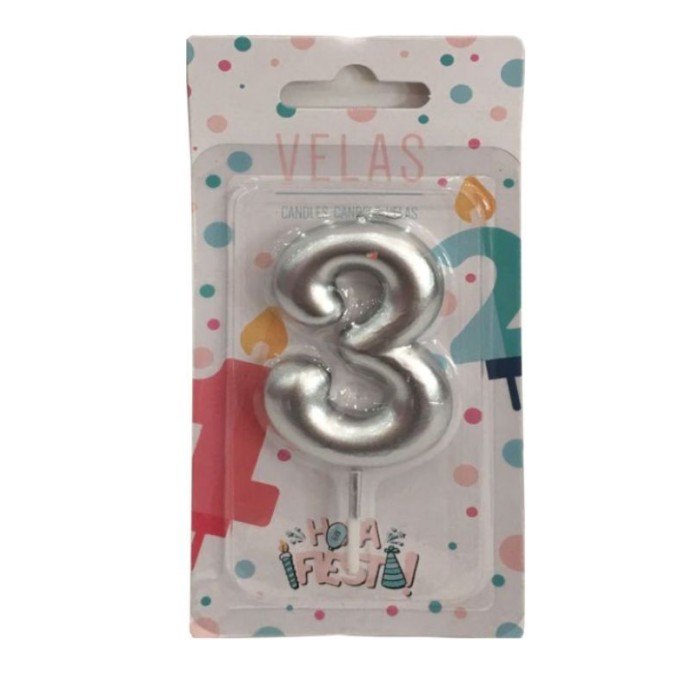 Velas número 3 plata | Ducaval | Envíos 24/48 horas