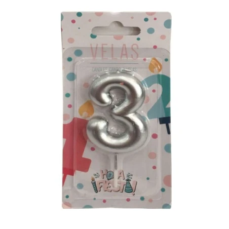 Velas número 3 plata | Ducaval | Envíos 24/48 horas
