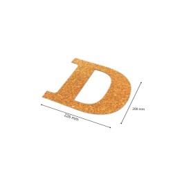 Letra D con purpurina oro 226 x 200 mm. Ducaval envios 24/48 horas