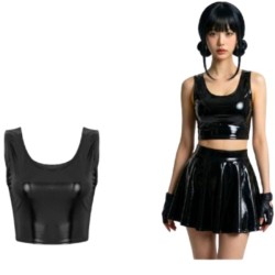 Crop top negro metalizado | Ducaval | Envías 24/48 horas 